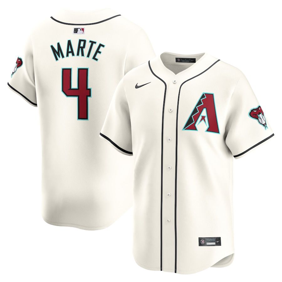 Men Arizona Diamondback 4 Ketel Marte Nike White Home Limited Player MLB Jersey